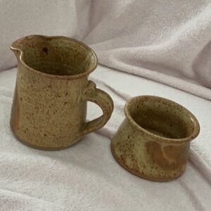 Rustic Brown hand thrown pottery Creamer and Sugar Set